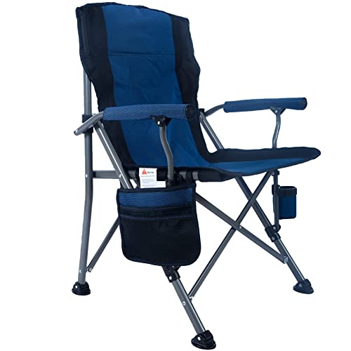 Lamberia Camping Chair for Adults, Heavy Duty 330lbs Capacity Folding Chairs for Outdoor, 600D Oxford Mesh High Back Camping Chairs with Arm Rest Cup Holder and Portable Carrying Bag(Blue) - color: Blue
