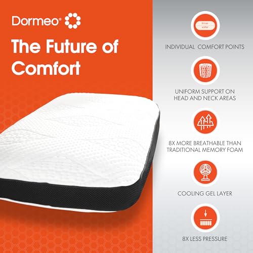 Dormeo Dark King Bed Pillow with Octaspring Technology, Reversible Breathable Gel and Memory Foam for Neck and Shoulder Support, Ideal for Side, Back, or Stomach Sleepers - 1pc