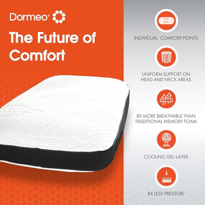 Dormeo Dark King Bed Pillow with Octaspring Technology, Reversible Breathable Gel and Memory Foam for Neck and Shoulder Support, Ideal for Side, Back, or Stomach Sleepers - 1pc
