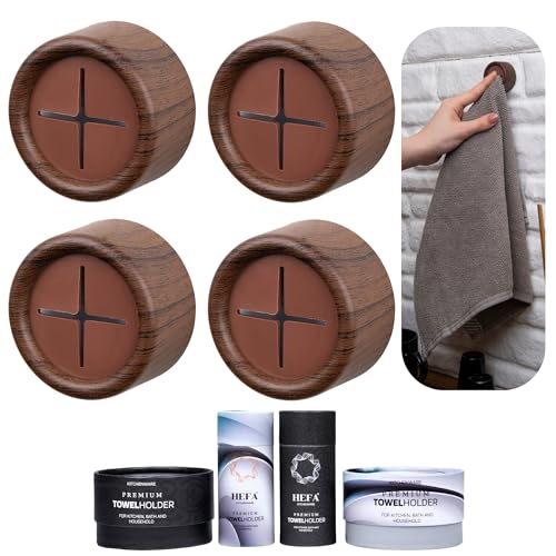 HEFA Towel Holder & Hooks - Kitchen & Bathroom Organization Set, 4 Pack , Gadgets - color: Mahogany Brown, size: 4 Pack