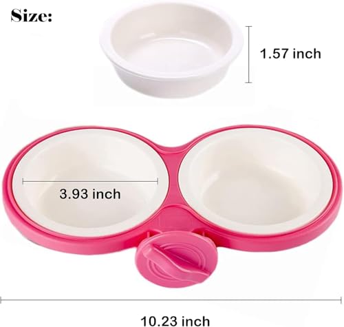 Pet Durable Bowl Cage Bowl, Pet Food Water Removable Bowls with Bolt Holder Hanging Cage Coop Cup Non-Skid Feeder Set Double Diners Portable for Feeding Dogs Cats Birds (Pink) - color: Pink