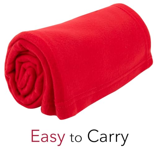 (24 Pack) Bulk Fleece 50x60 Throw Blankets for Wedding Favors, Homeless Women, Men, Homes, Bed, Sofa, Couch, Office, Pet Blankets, Travel | Soft Warm Lightweight Throw Blankets in Bulk (Red) - color: Red