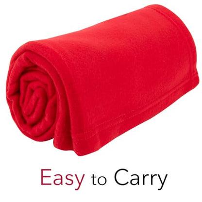(24 Pack) Bulk Fleece 50x60 Throw Blankets for Wedding Favors, Homeless Women, Men, Homes, Bed, Sofa, Couch, Office, Pet Blankets, Travel | Soft Warm Lightweight Throw Blankets in Bulk (Red) - color: Red