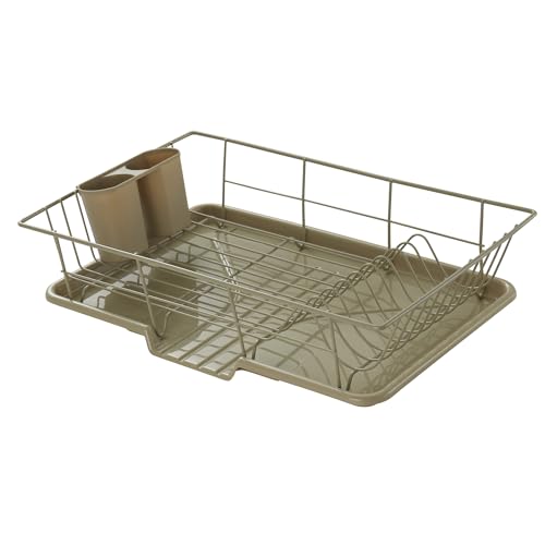 Space-Saving 3-Piece Dish Drainer Rack Set: Efficient Kitchen Organizer for Quick Drying and Storage - Includes Cutlery Holder and Drainboard - Maximize Countertop Space, Sage Green - color: Sage Green
