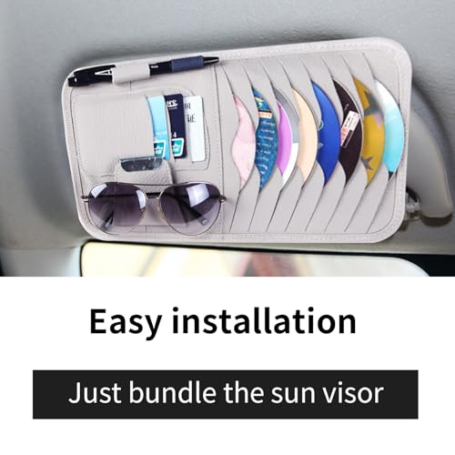 1 Pcs Grey Car Sun Visor Cd Holder, Car DVD Vehicle Visor Case,Fits for Most Car - color: Grey