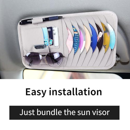 1 Pcs Grey Car Sun Visor Cd Holder, Car DVD Vehicle Visor Case,Fits for Most Car - color: Grey