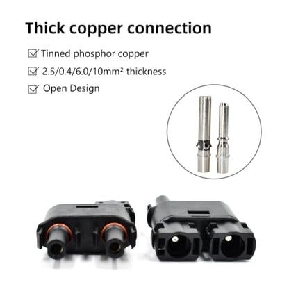 Solar Branch Connector IP68, 1500V FMM+MFF, Y Branch Adapter for Parallel Connection Between Solar Panels, 1 Pairs (2 to 1) - size: 2to1 Branch Connector