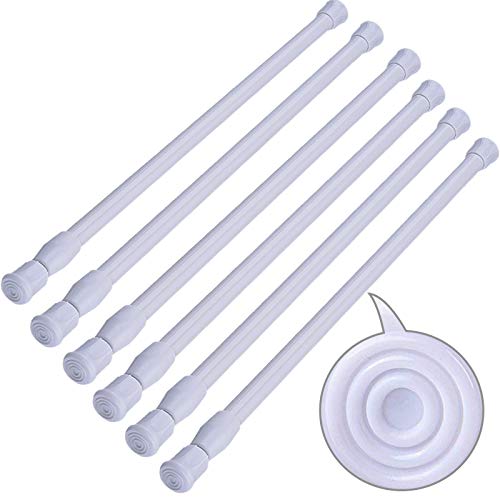 SIQUK 6 Pack Cupboard Bars Adjustable Spring Tension Rods White Refrigerator Bar Extendable Rod for DIY Projects, 12 to 20 Inches - color: White, size: 12" to 20"