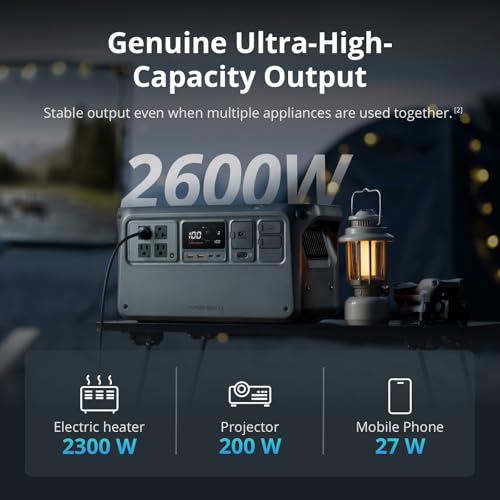 DJI Power 1000 V2 Portable Power Station, Solar Generator with IBCPOWER 100W Foldable Solar Panel, 1024Wh LFP Battery, 2600W Output, MC4 to XT60 Solar Power Cable, Camping, Road Trip, RV - color: Black-2