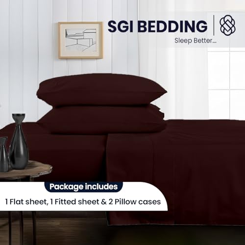 SGI bedding Queen Bed Sheets Set – Premium 600 TC Egyptian Cotton, Crisp & Cooling Sateen Weave, Extra Soft Hotel Collection, Fits Mattresses Up to 16 Inch Deep, Breathable & Long Lasting – Chocolate - color: 06 - Chocolate, size: Queen