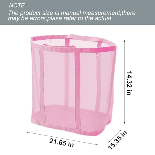 Mesh Bag with Handles, Collapsible Laundry Basket, Foldable Laundry Bag, Breathable Folding Beach Bag,Space-saving Travel Tote Bags (2, Pink) - color: Pink