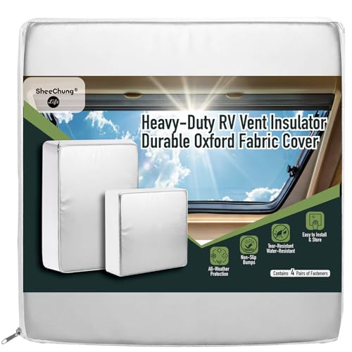 SheeChung RV Vent Insulator, 14″x14″x3″ RV Skylight Cover with Reflective Surface | Energy Saving & Reduce Heat Transfer | Skylight Shade Universal for Camper Trailer Vent - 1 Pack - size: 14 x 14 Oxford