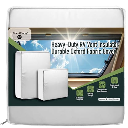 SheeChung RV Vent Insulator, 14″x14″x3″ RV Skylight Cover with Reflective Surface | Energy Saving & Reduce Heat Transfer | Skylight Shade Universal for Camper Trailer Vent - 1 Pack - size: 14 x 14 Oxford