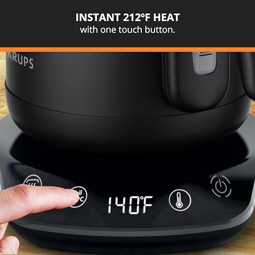 KRUPS Gooseneck Electric Kettle: 1L Stainless Steel, 1350W Fast Boiling, Boils 1 Cup in 80 Seconds, Temperature Control with 8 Presets, 60-Min Keep Warm, Precision Pour for Coffee and Tea - style: Gooseneck Kettle