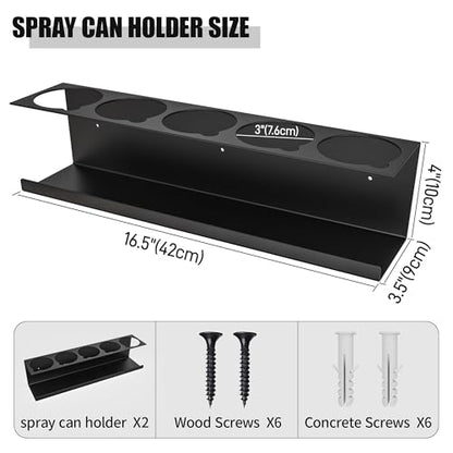 Riciakik 2 Pack Wall-Mounted Aerosol Spray Can Holder Storage Rack, Heavy-Duty Paint Bottle Organizer With 10 Holes, Black Spray Steel Rack for Garage, Shop, Home or Tool Trailer - style: 2 Pack