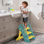Onasti Folding Step Stool with Adjustable Height, 3-Step Converts to 2-Step, Sturdy Anti Slip Bathroom Step Stool for Toilet, Bathroom Sink, Kitchen Counter, Space Saving Design for Home Use- Green - color: Green Yellow