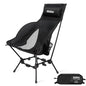 Wildhiker Compact High Back Camping Chair - Foldable with Dual Sitting Modes, Pillow, Arm Pads and Side Pockets - Lightweight Portable Chair for Motorcycle, RV, Festival, Travel - Black - color: Black