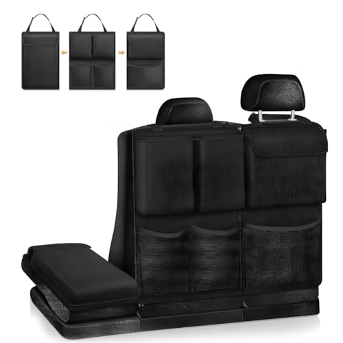 Hanging Car Trunk Organizer, Detachable Seat Back Storage Bag with Lids & 7 Large Pockets, Waterproof Space Saving Cargo Hanging Storage Container for Cars SUVs Vans (Black) - color: Black