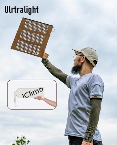 iClimb Mini Solo Folding Table Ultralight Compact for Backpacking Camping Hiking Beach Picnic (Nature - L) - color: Nature, size: Large