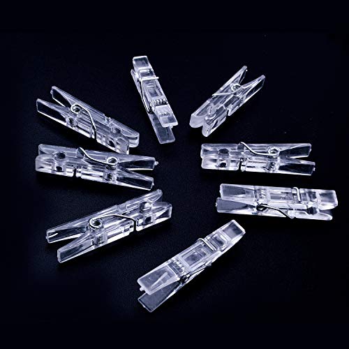 Jdesun 50 Pieces Photo Clips,Mini Plastic Picture Paper Clip Clothespins Peg for Office,Home,Arts - color: Clear White