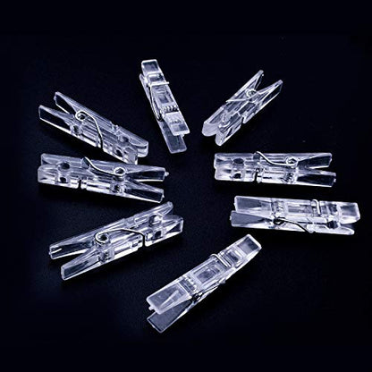 Jdesun 50 Pieces Photo Clips,Mini Plastic Picture Paper Clip Clothespins Peg for Office,Home,Arts - color: Clear White