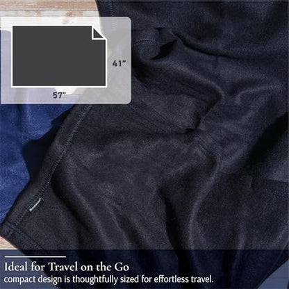 Brookstone Travel Blanket - 2-in-1 Super Soft Lightweight Throw Blanket with Carrying Pouch, Airplane & Car Travel Essentials, Black - color: Black