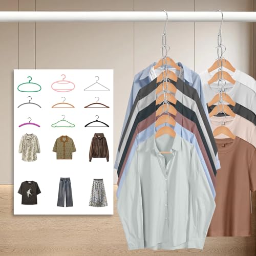 36 Pack Clothing Chain Hanger Collapsible Metal Closet Organizer Space Saving Hangers for Clothes with 7 Holes Apartment College Dorm Room Essentials,Cascading Hanger for Home,Travel,Cruise Ships,RVs