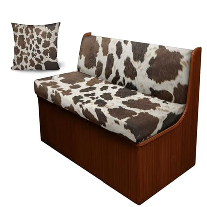 Cow Brown 3 Pcs RV Dinette Cushion Covers Breathable Camper Cushion Slipcover with Pillowcase, Stretch 2 Seat Sofa Chair Cover Camper Seat Covers Dinette Booth - color: Cow Brown