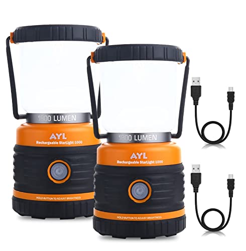 LED Camping Lantern Rechargeable, 1800LM, 4 Light Modes, 4400mAh Power Bank, IP44 Waterproof, Perfect Lantern Flashlight for Hurricane, Emergency, Power Outages, Home and More, with USB Cable (2 Pack) - color: Black and Orange, size: 1800 Lumens (2 Pack)