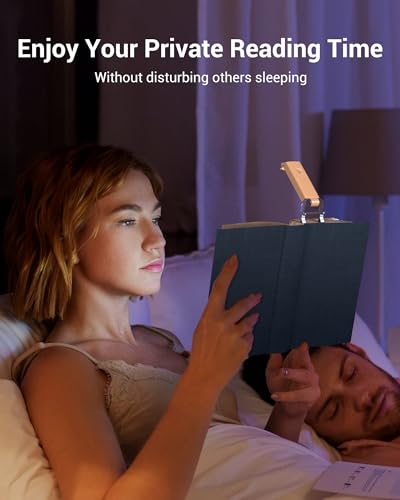 DEWENWILS USB Rechargeable Book Reading Light, LED Clip on Booklight Flexible Reading Lights in Bed, Car at Night, Warm White, Brightness Adjustable, Perfect for Bookworms, Kids (Peach Fuzz) - color: Peach Fuzz