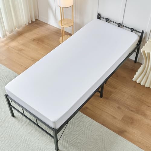 VACVELT Cot Fitted Sheet, 31 x 75 Inch White Cot Sheets, Ultra Soft and Breathable Microfiber Bed Cover Snug Fit for Narrow Twin/RV Bunk/Camper Bunk/Guest Beds/Trifold Mattress - color: White