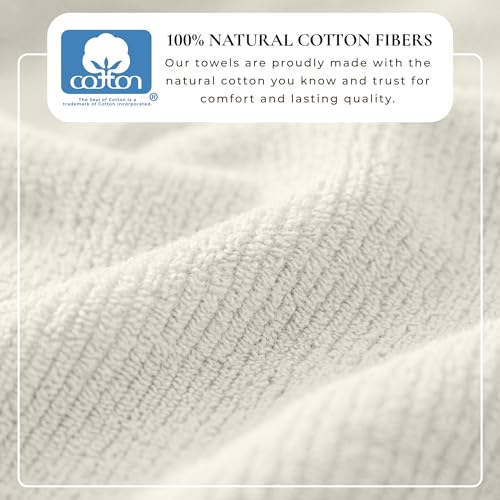 Great Bay Home Turkish Cotton 6 Piece Towel Set - Absorbent, Quick-Drying, Ribbed Bath Towels for Bathroom - Zero-Twist Fibers (Cream) - color: Cream