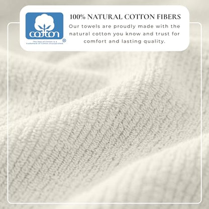 Great Bay Home Turkish Cotton 6 Piece Towel Set - Absorbent, Quick-Drying, Ribbed Bath Towels for Bathroom - Zero-Twist Fibers (Cream) - color: Cream