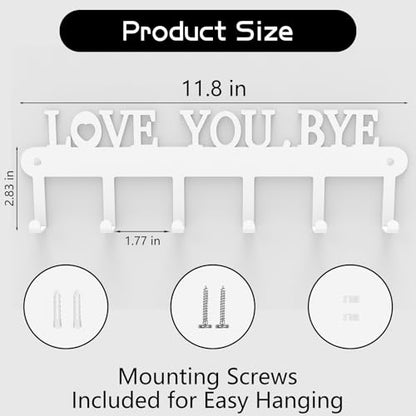 Key Holder for Wall - 'Love You Bye' Key Hooks,Key Holder Wall Mount Self Adhesive, Key Rack Wall Mount for Wall No Drill for Living Room, Kitchen, Bathroom, Garage (White, 6 Hooks) - color: Love You Bye' White