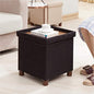 15 Inch Storage Ottoman with Wooden Legs - Cube Foot Rest Stool, Square Footstool, Comfortable Seat with Lid, Foldable Fabric Ottoman, Space-Saving Black - color: Squ Black