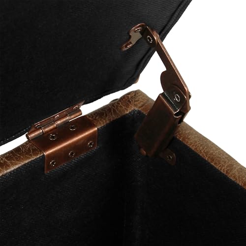 HomePop 40" Button Tufted Storage Bench - Distressed Brown Faux Leather - color: Distressed Brown Faux Leather