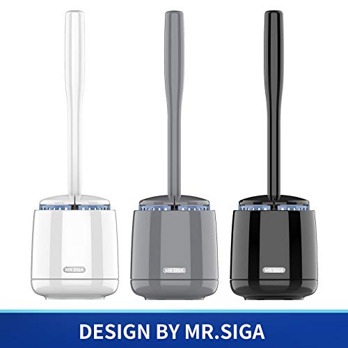 MR.SIGA Toilet Bowl Brush and Holder, Premium Quality, with Solid Handle and Durable Bristles for Bathroom Cleaning, Gray, 1 Pack - color: Gray, size: One Size