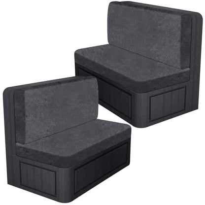 ANARACHON Leather Look RV Dinette Cushion Covers, Stretch Camper Cushion Slipcovers for Travel Trailer Couch RV Booth Seat(2 Backrest Cover & 2 Bench Cover,01 Dark Gray) - color: Midnight Navy, size: 2 Sets