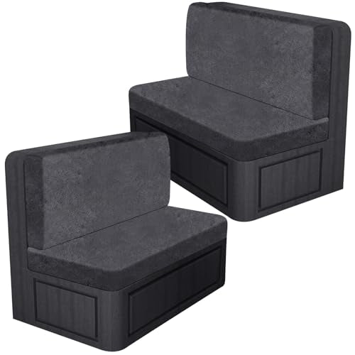 ANARACHON Leather Look RV Dinette Cushion Covers, Stretch Camper Cushion Slipcovers for Travel Trailer Couch RV Booth Seat(2 Backrest Cover & 2 Bench Cover,01 Dark Gray) - color: Midnight Navy, size: 2 Sets