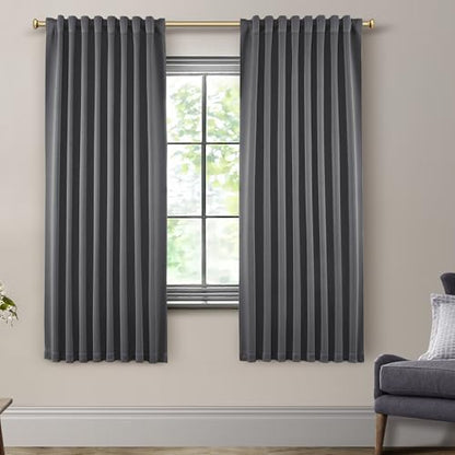 SHINELAND Thermal Insulated Energy Efficient Blackout Curtains, 72 Inch Long Black Out Drapes for Bedroom Living Room, Dark Grey - color: Dark Grey, size: 52"W x 72"L (Pack of 2)