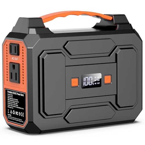 Apowking Portable Power Station Bank 146Wh 200W Peak(100W Rated), Solar Powered Power Bank with AC Outlet 110V for Camping, Solar Charger Power Bank Battery Pack 39600mAh for Home Outdoor Emergency - color: Orange