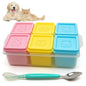 2ME Cat and Dog Food Storage Containers with Lids, 6-Pack 100% Silicone 4oz Each, with Dual-Ended Scoop – Keeps Wet Can Food Fresh, Odor-Resistant,Freezer, Microwave & Dishwasher Safe - size: 4oz Pack of 6
