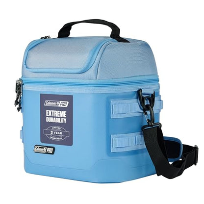 Coleman Pro 16-Can Premium Soft Cooler Lunchbox, Fully Insulated Lid & Body Stays Cold up to 30 Hours, Great for Camping, Tailgating, Parties, Sports, Concerts, Lunches & More - color: Blue Sky, style: 16-Can