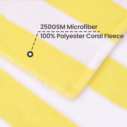 Touchat 4 Pack Cabana Stripe 250GSM Polyester Lightweight Quick-Dry Beach Towel & Blanket Combo- 30'' x 60'' Compact Travel Towel for Pool, Camping, Gym, Yoga | Ultra-Portable, Multi-Functional，Yellow - color: Yellow 4pack