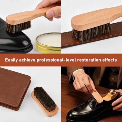 9-in-1 Shoe Polish Kit with 3 Brushes, 2 Shoe-Polishes and more, Shoe-Shine-Kit for Leather Shoe Boot Cleaning and Care(COLOR:Brown)