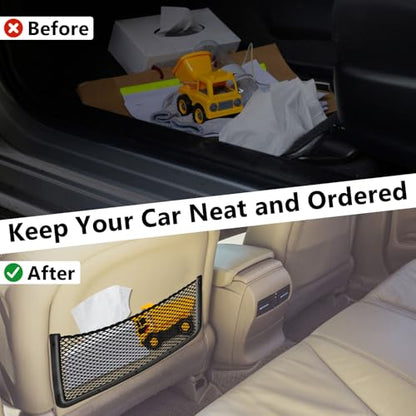 2 PCS Car Net Pocket, ABS Plastic Frame Cargo Net Storage Car Pockets Phone Net, Cars Mesh Nets Pockets with Screws for Auto, RV, Boat, and Camper Storage Nets (15.7 x 7.9 Inch) - size: 15.7 x 7.9 Inch