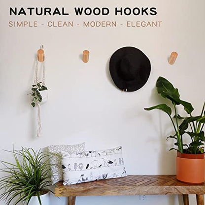 Felidio Wooden Wall Hooks, 2 Pack Coat Hooks Wall Mounted - Natural Wood Hook Coat Rack, Heavy Duty Hooks for Hanging Towels Entryway Coats Hat Rack for Wall (Beech Wood) - color: Beech Wood - 2 Pack
