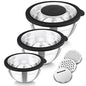 TeamFar Mixing Bowls, 3PCS Stainless Steel Serving Salad Bowls with Lids & 3 Graters, For Kitchen Mixing/Baking/Storing/Prepping, Visible & Airtight, Easy Clean - 4.5/3 / 1.5 QT, Black - color: Black, style: Transparent Airtight Lids
