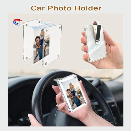 2 Pack Car Picture Holder, Magnetic Sun Visor Clip, Personalized Photo Accessory, Car Visor Clip Photo,Personalized Picture Fram