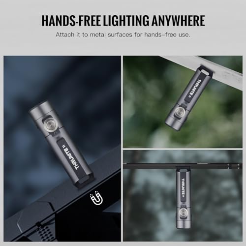 ThruNite Ti Keychain Flashlight, USB-C Rechargeable EDC Pocket Light, 650 Lumens with Magnetic Tailcap, 5 Modes, IPX-6 Waterproof Mini Flashlight for Camping, Everyday Carry (Grey) - color: Grey Cool White
